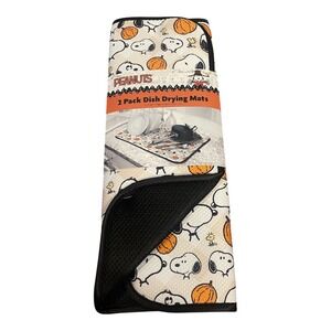 Peanuts Snoopy Halloween Dish Drying Mats 2 Pack Pumpkins Fall Kitchen Decor NEW